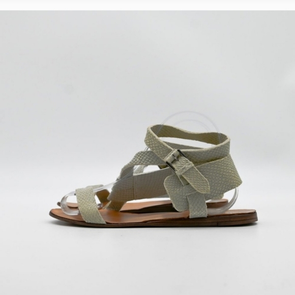 SURFACE TO AIR Python Embossed Ankle Wrap Flat Sandal Size 40 EU or US 10 - Picture 7 of 8